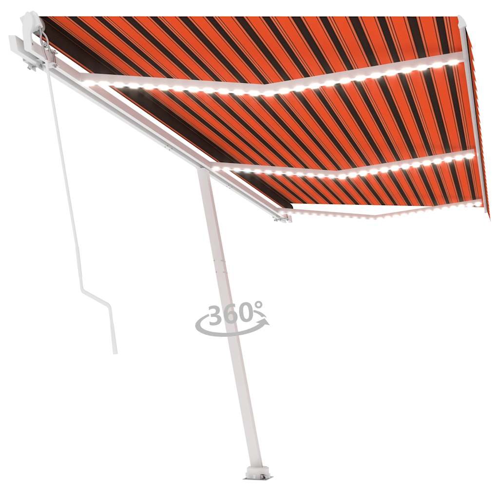 Tenda na ručno uvlačenje LED 600 x 300 cm narančasto-smeđa
