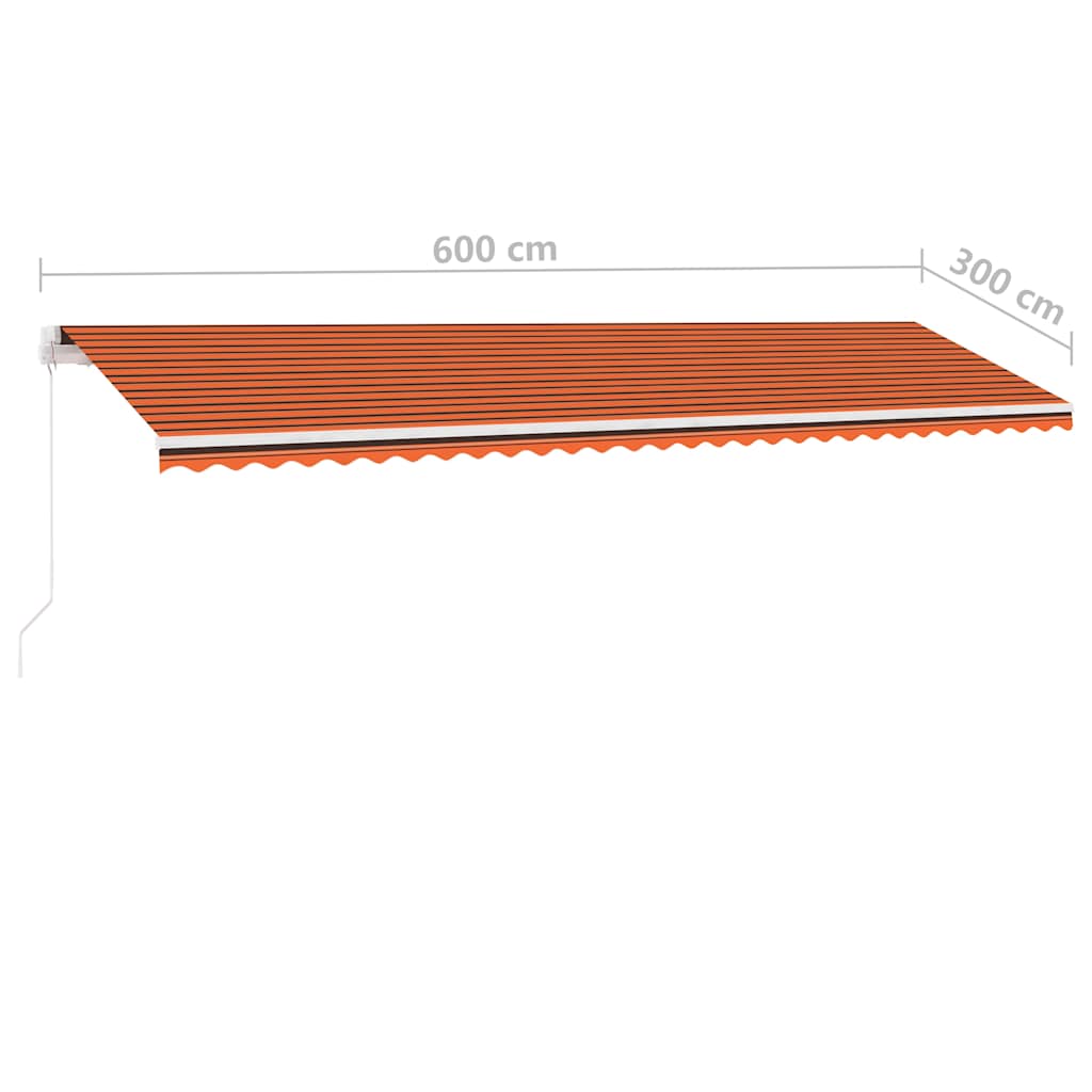 Tenda na ručno uvlačenje LED 600 x 300 cm narančasto-smeđa