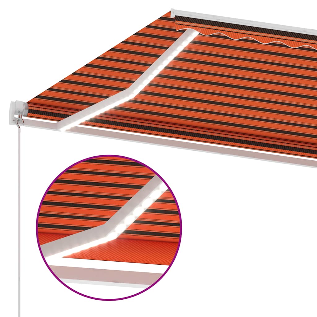 Tenda na ručno uvlačenje LED 600 x 300 cm narančasto-smeđa