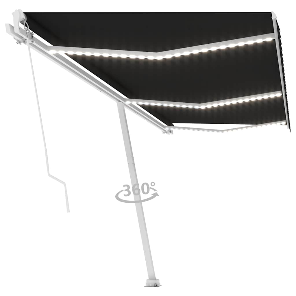 Tenda na ručno uvlačenje s LED svjetlima 600x350 cm antracit