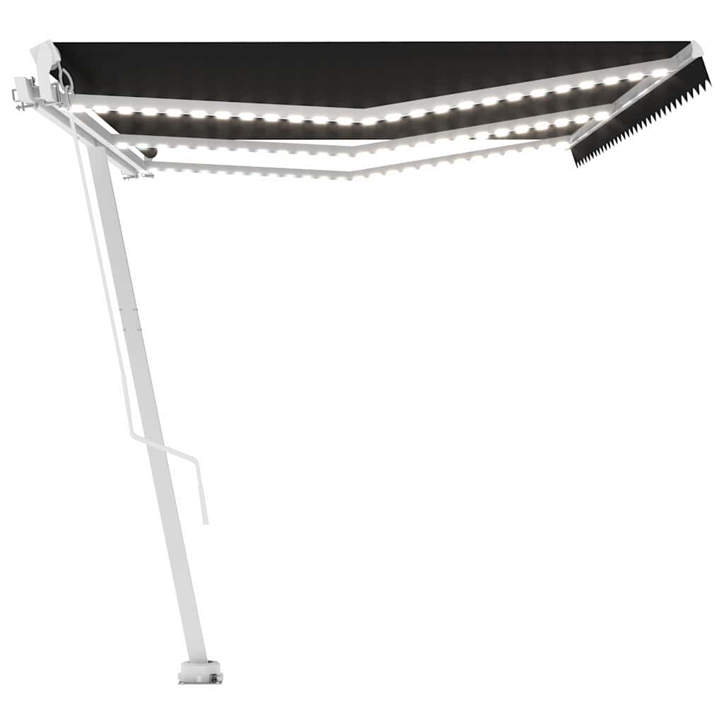 Tenda na ručno uvlačenje s LED svjetlima 600x350 cm antracit
