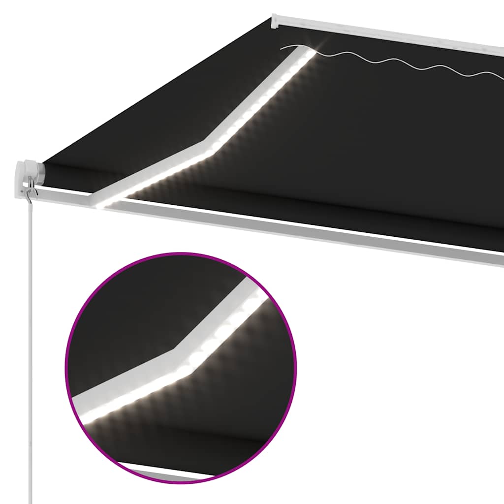 Tenda na ručno uvlačenje s LED svjetlima 600x350 cm antracit