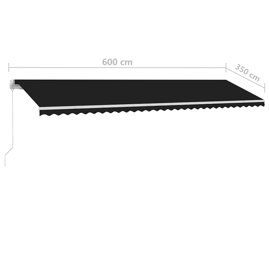 Tenda na ručno uvlačenje s LED svjetlima 600x350 cm antracit