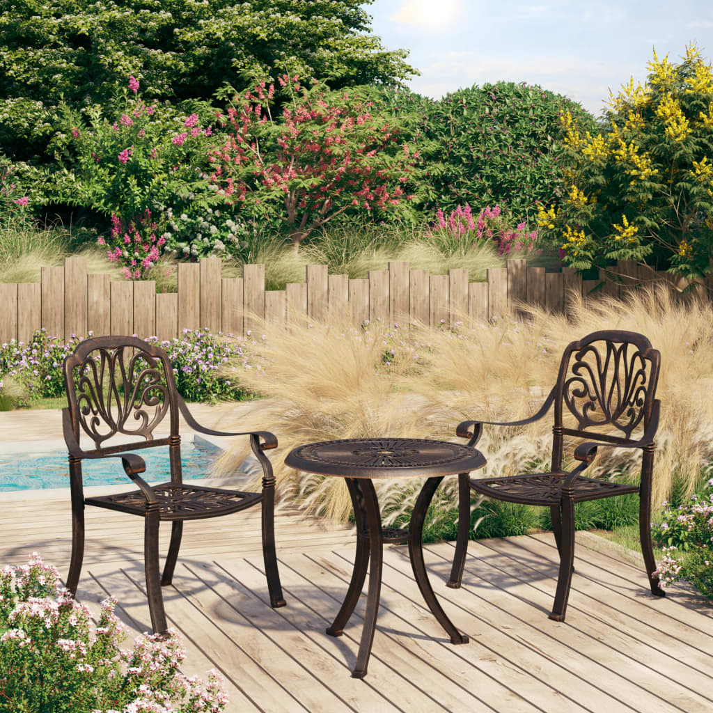 3-dijelni bistro set od lijevanog aluminija brončani
