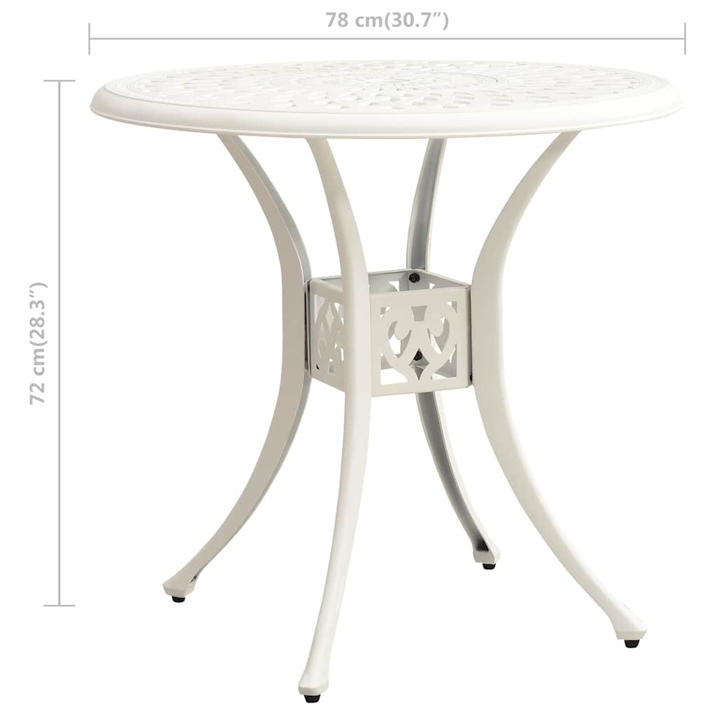 3-dijelni bistro set od lijevanog aluminija bijeli