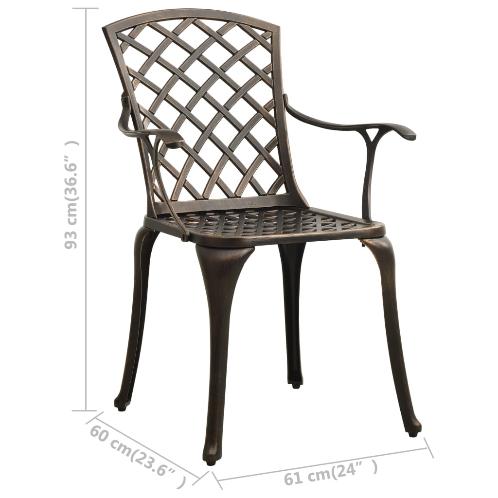 3-dijelni bistro set od lijevanog aluminija brončani
