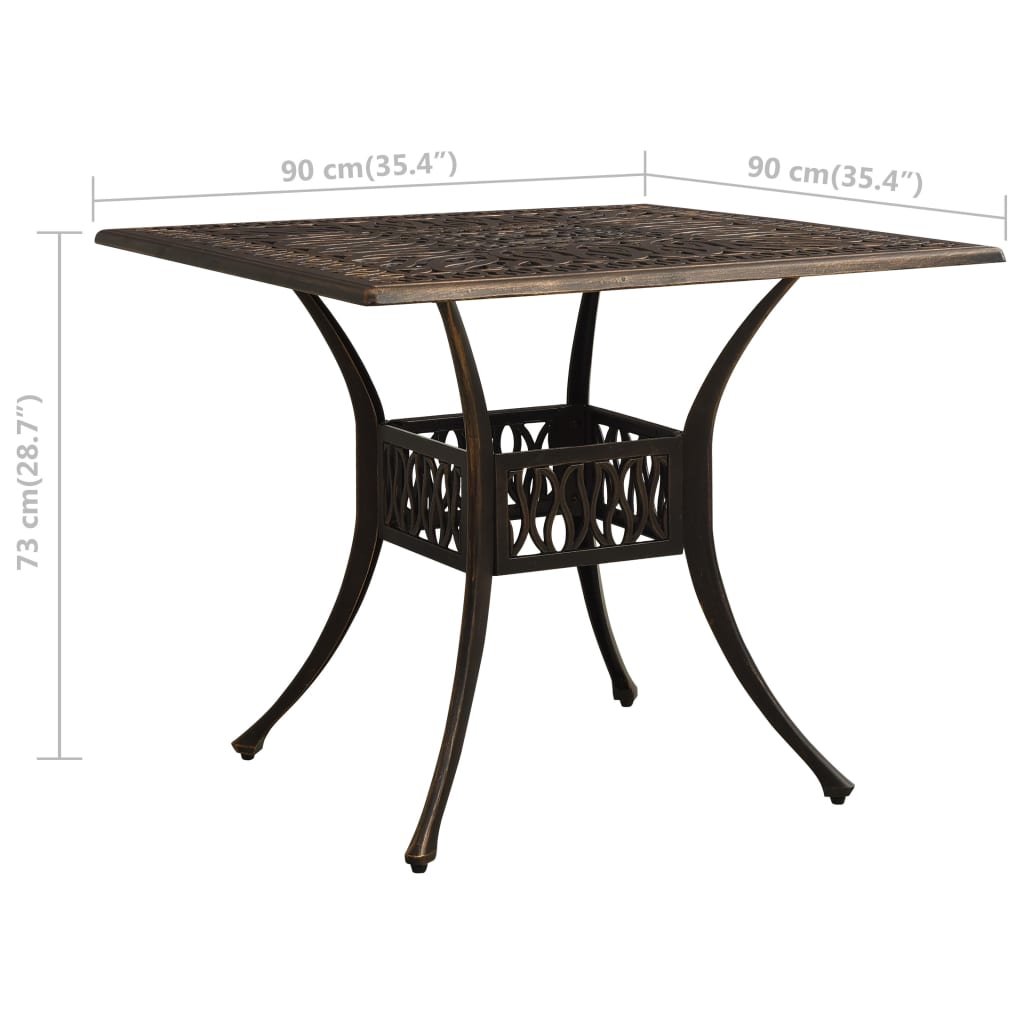 3-dijelni bistro set od lijevanog aluminija brončani