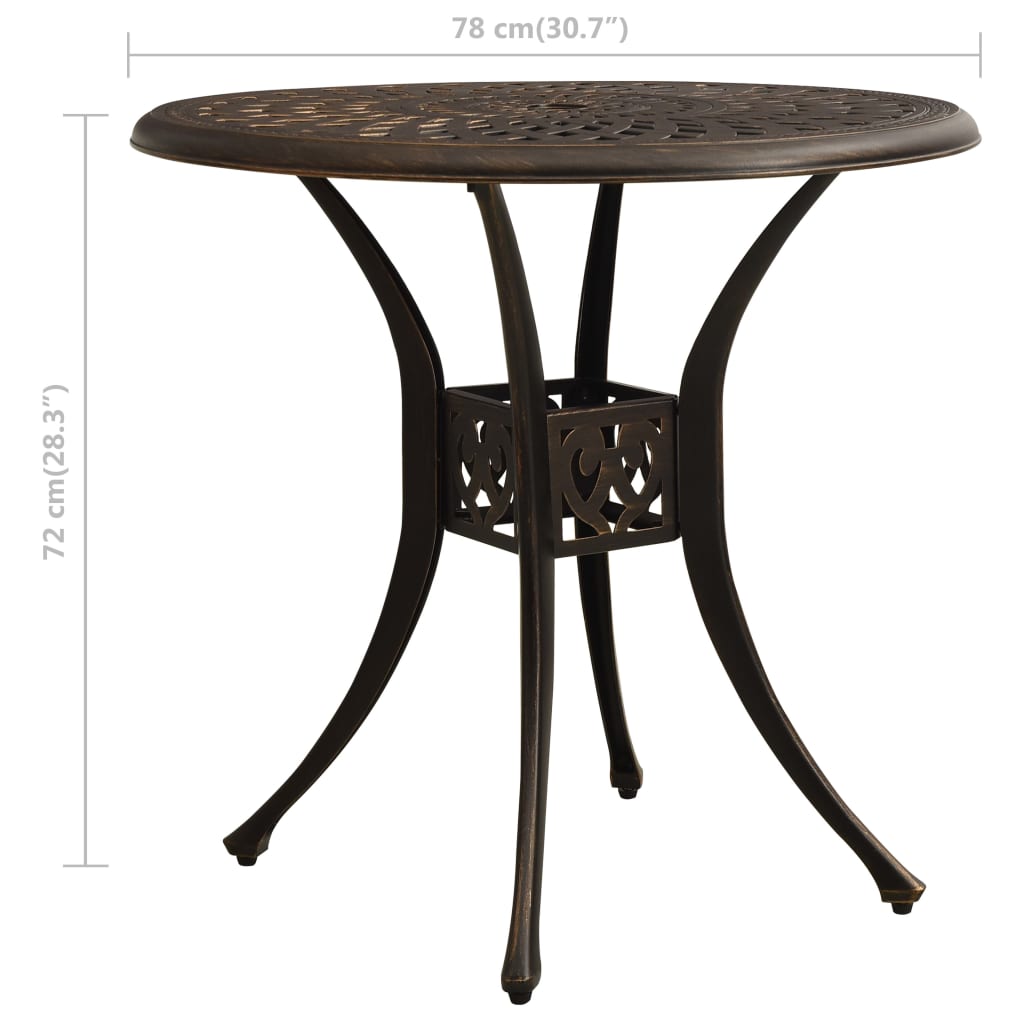 5-dijelni bistro set od lijevanog aluminija brončani