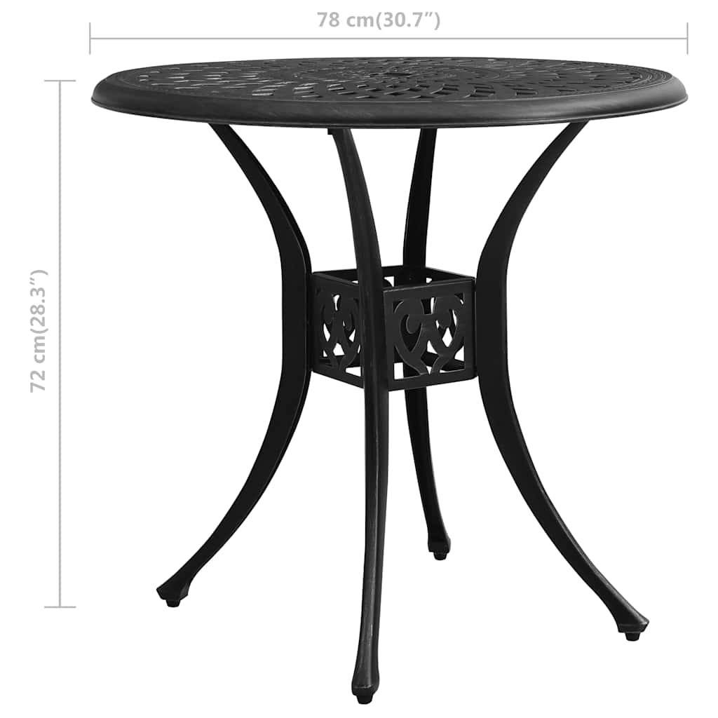 5-dijelni bistro set od lijevanog aluminija crni