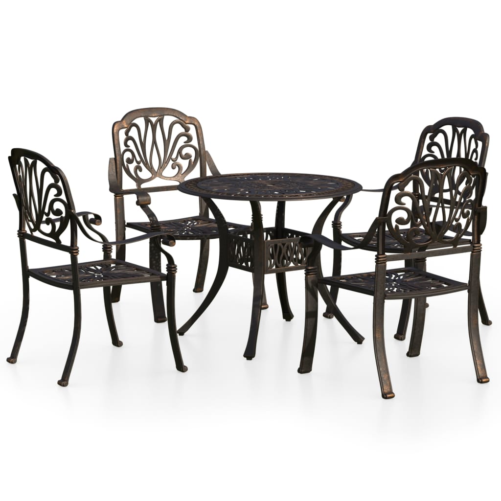 5-dijelni bistro set od lijevanog aluminija brončani
