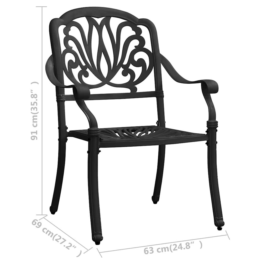 5-dijelni bistro set od lijevanog aluminija crni