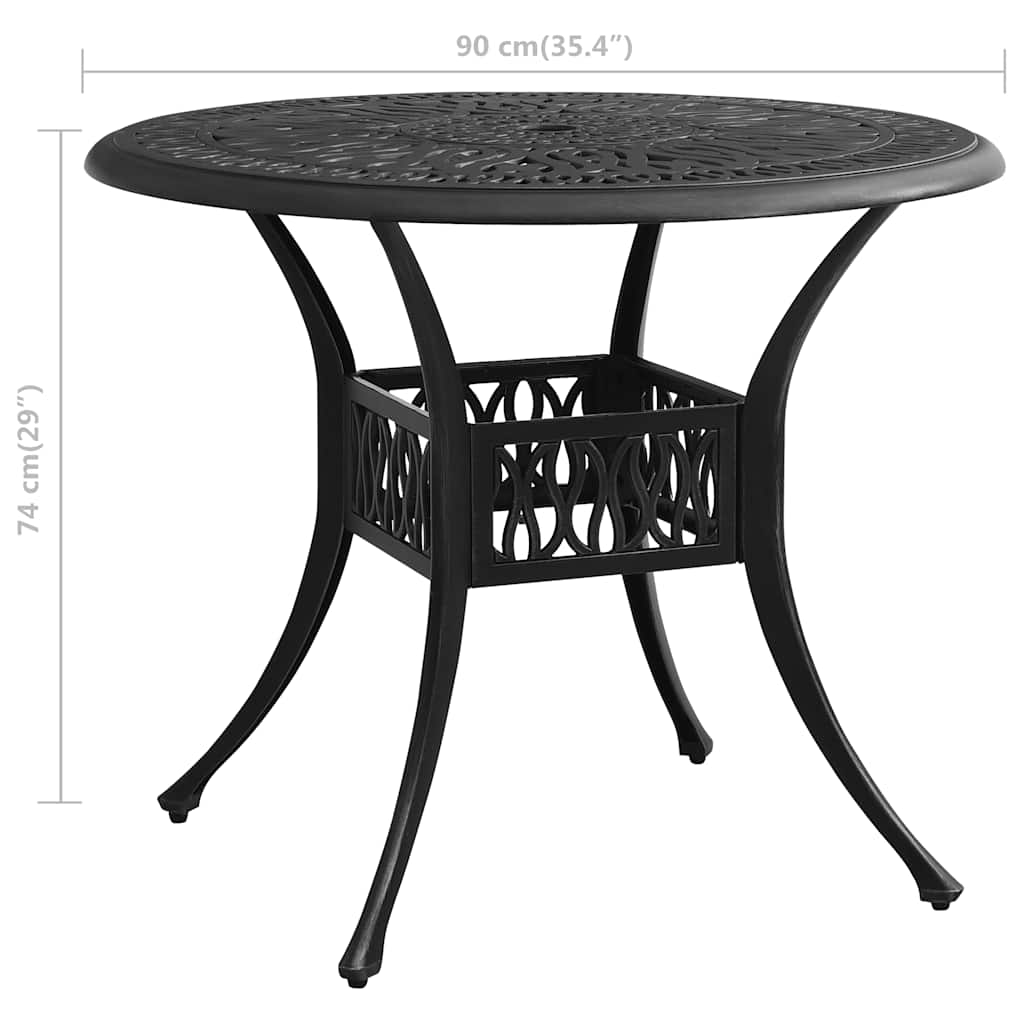 5-dijelni bistro set od lijevanog aluminija crni