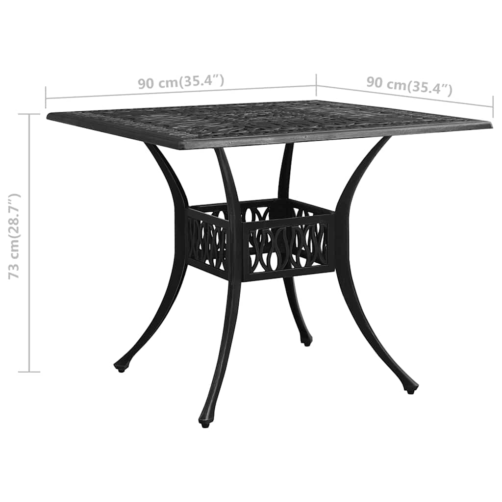5-dijelni bistro set od lijevanog aluminija crni