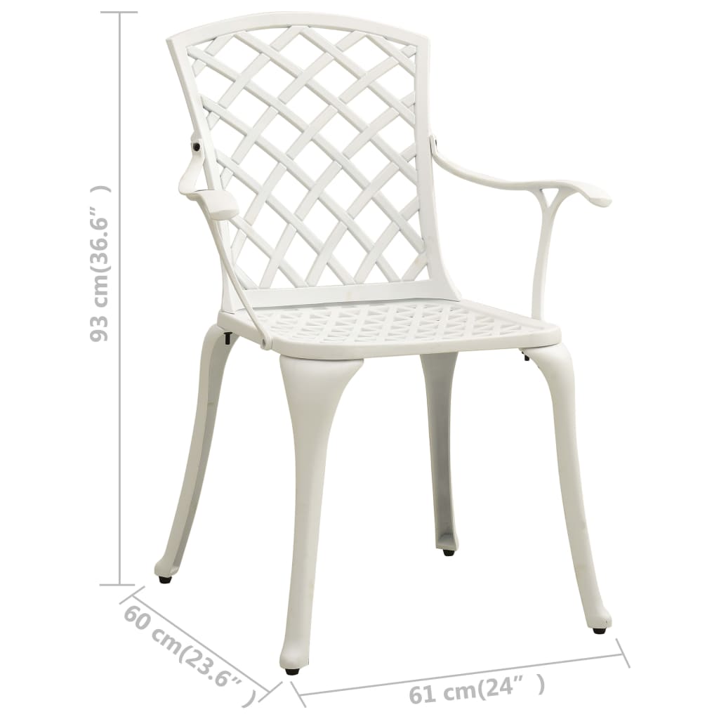 5-dijelni bistro set od lijevanog aluminija bijeli