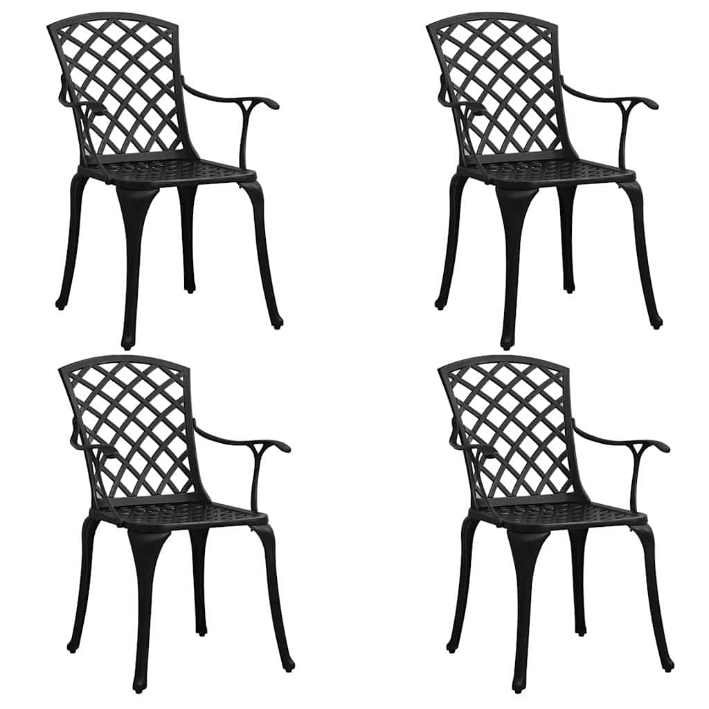 5-dijelni bistro set od lijevanog aluminija crni Crna