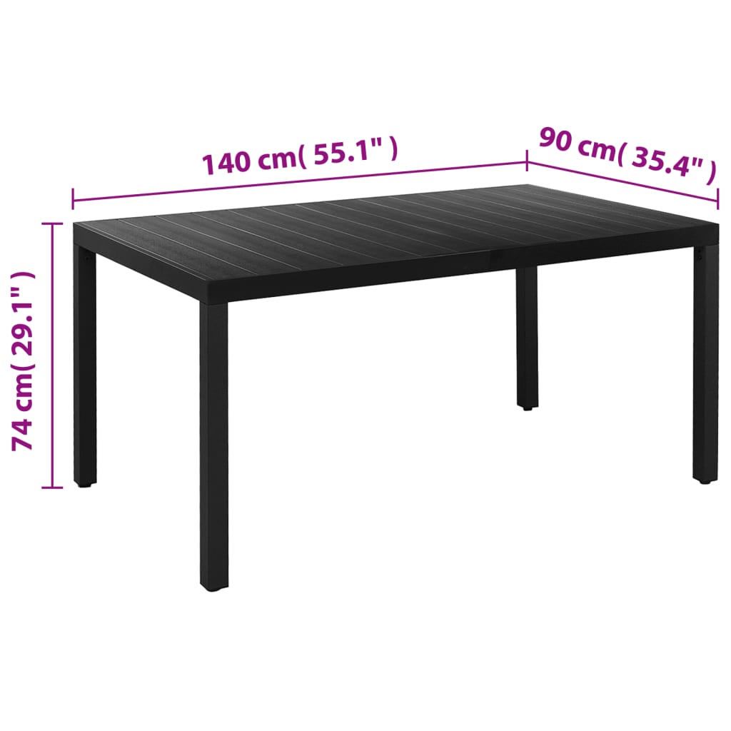 7-dijelni vrtni blagovaonski set aluminijski crni