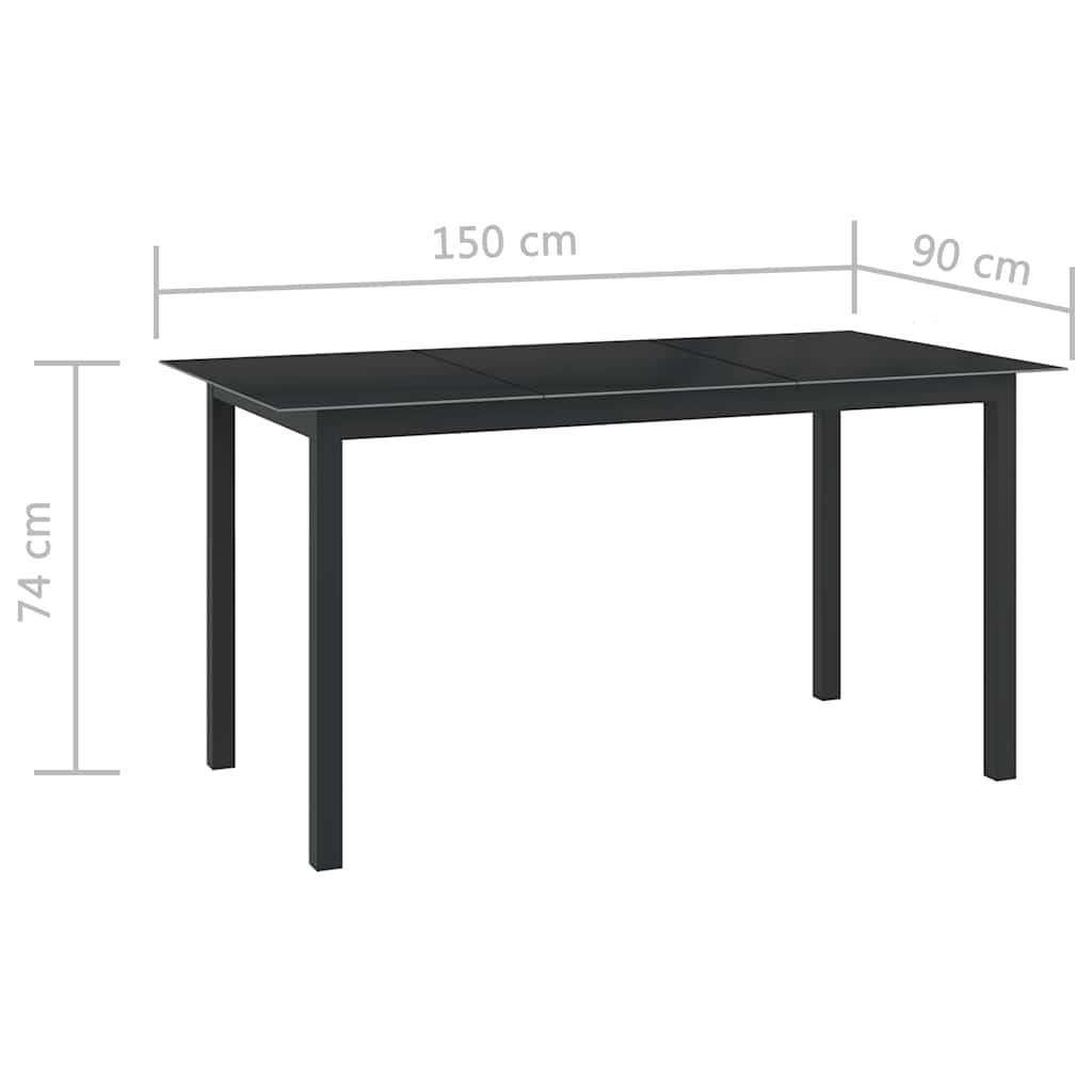 7-dijelni vrtni blagovaonski set aluminijski crni