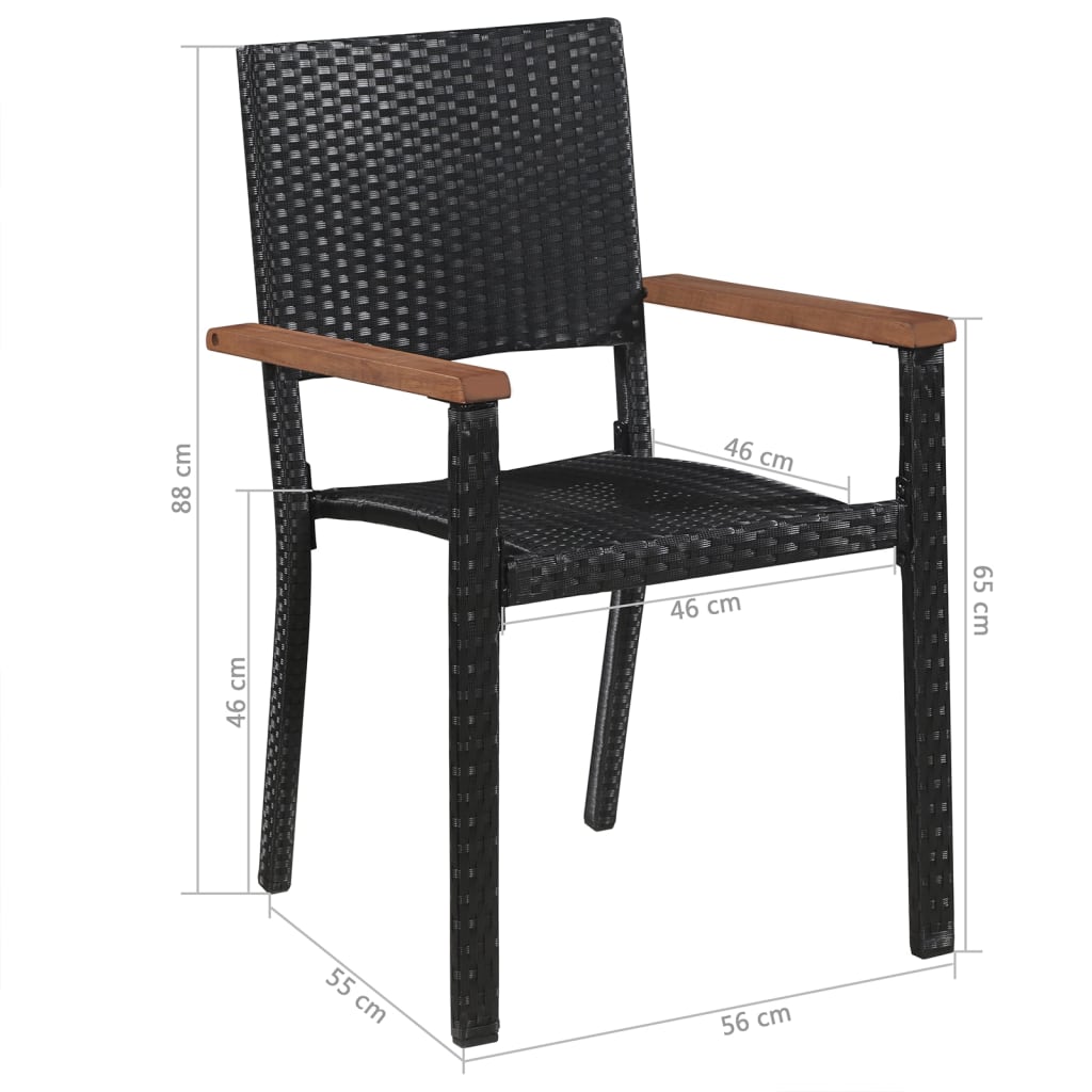 7-dijelni vrtni blagovaonski set crni