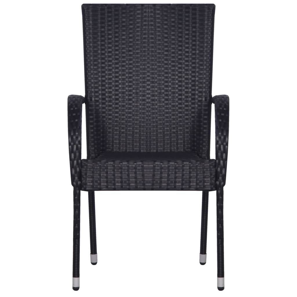5-dijelni vrtni blagovaonski set od poliratana crni