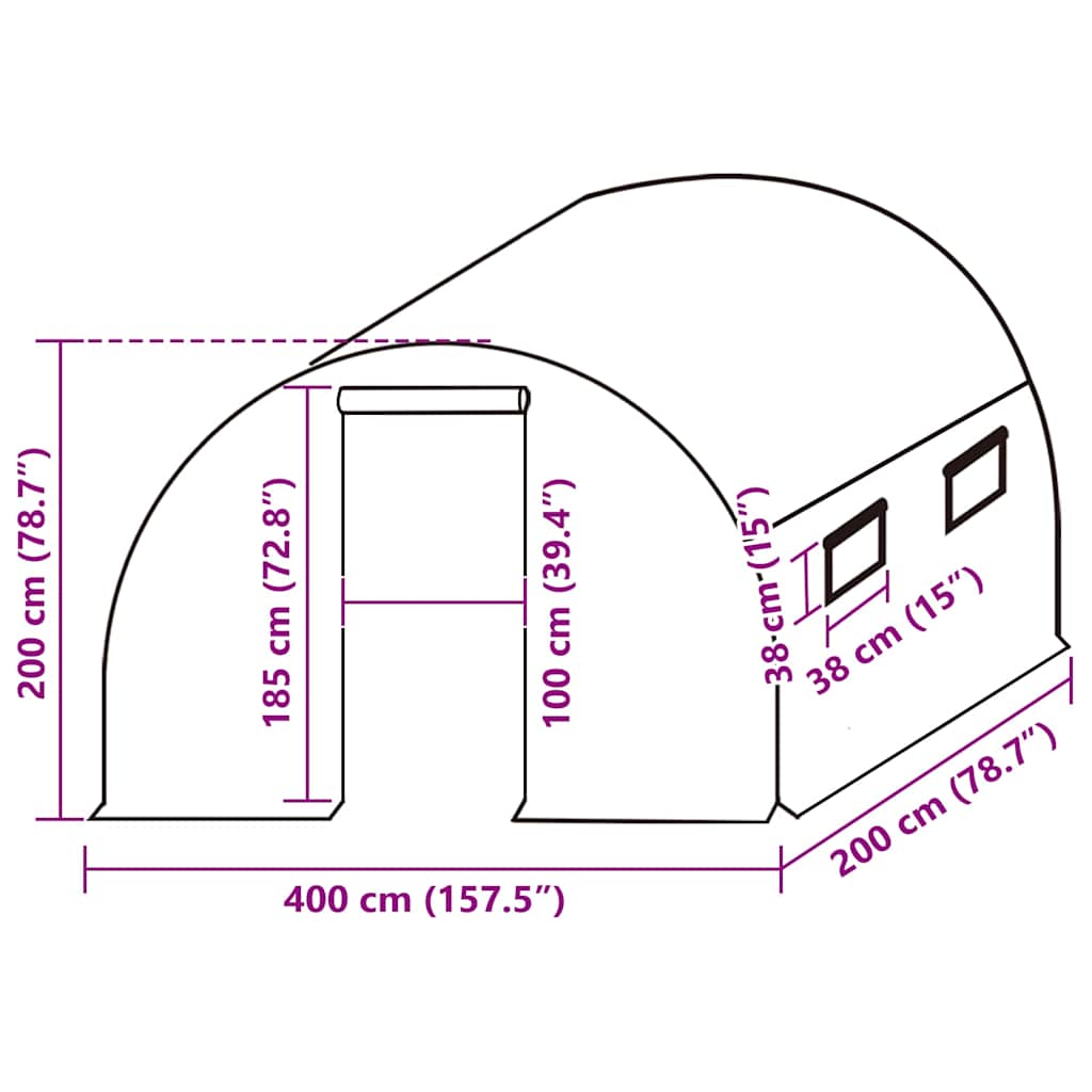 Zamjenski pokrov za plastenik (8 m²) 400 x 200 x 200 cm zeleni