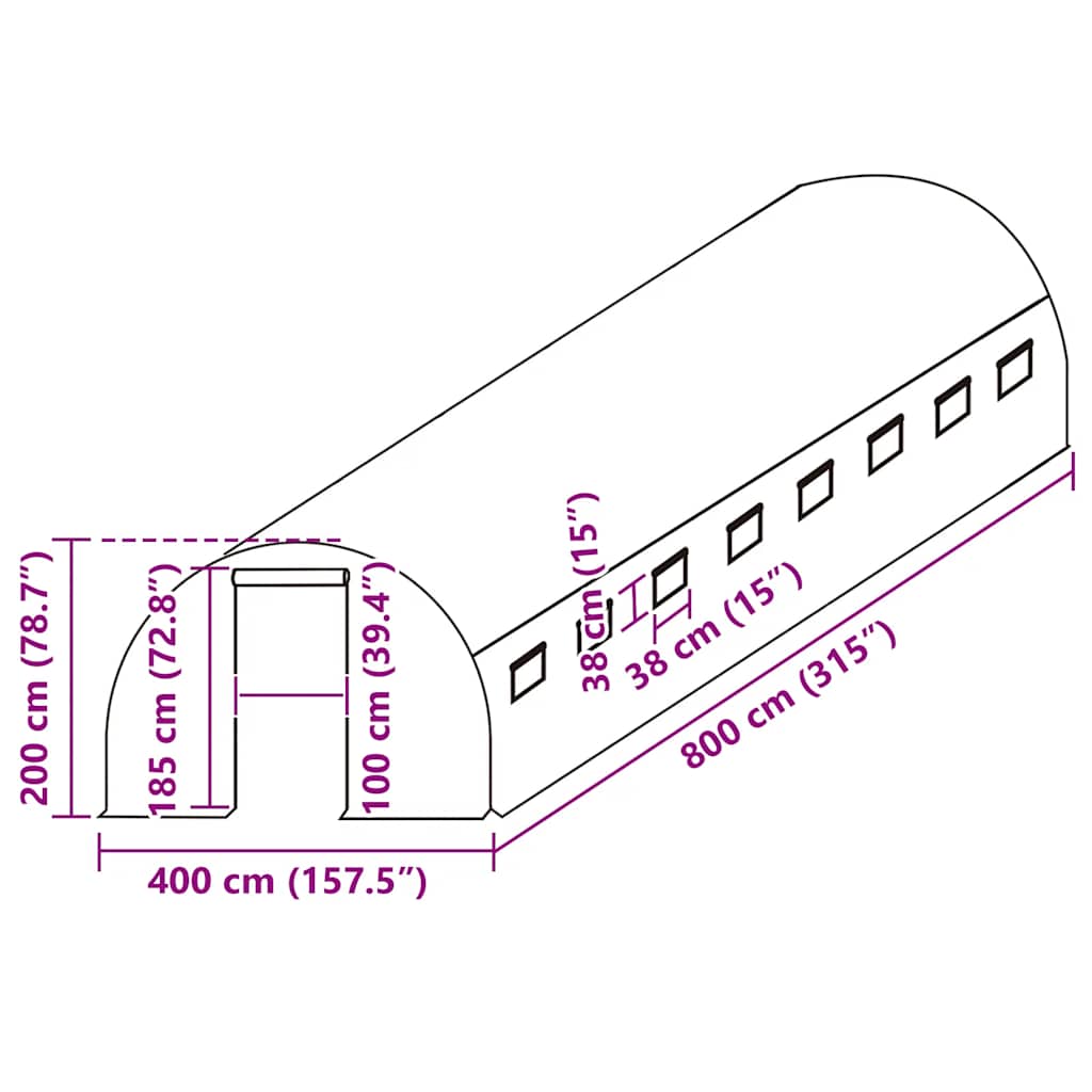 Zamjenski pokrov za plastenik (32 m²) 400 x 800 x 200 cm zeleni