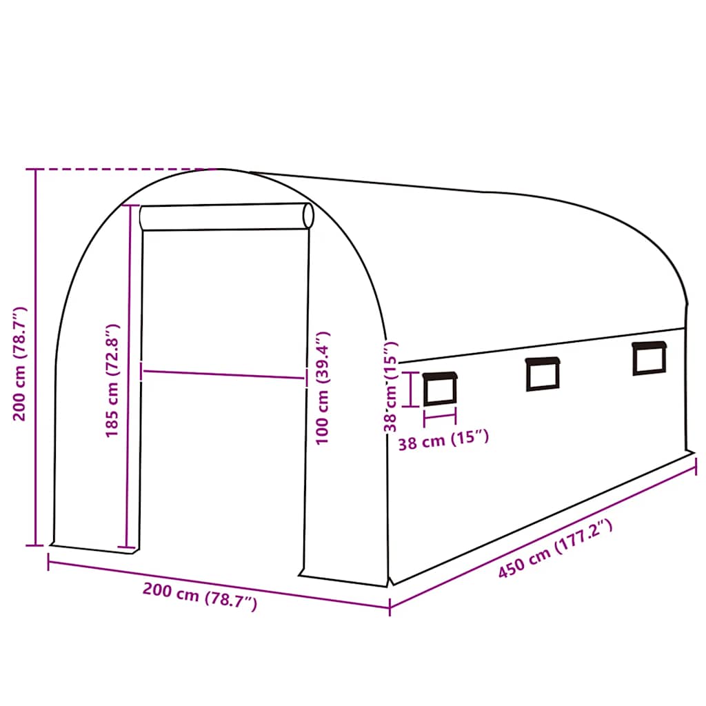 Zamjenski pokrov za plastenik (9 m²) 200 x 450 x 200 cm zeleni