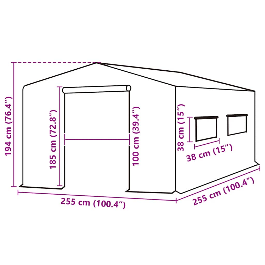 Zamjenski pokrov za plastenik (6,5025 m²) 255x255x194 cm zeleni