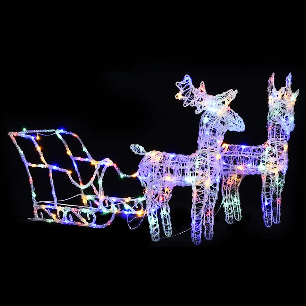 Ukrasni božićni sobovi i sanjke 160 LED žarulja 130 cm akrilni