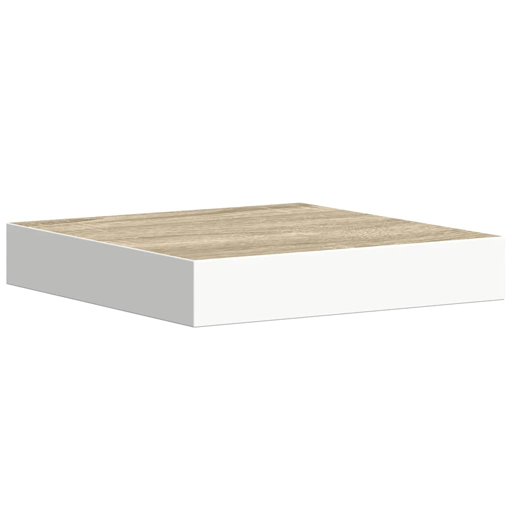 Plutajuća zidna polica boja hrasta i bijela 23x23,5x3,8 cm MDF