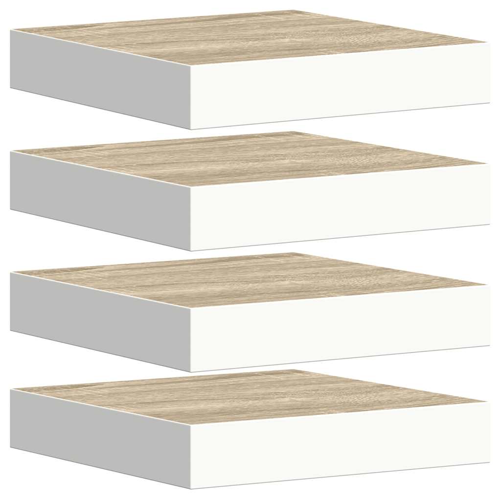 Plutajuće zidne police 4 kom hrast i bijele 23x23,5x3,8 cm MDF