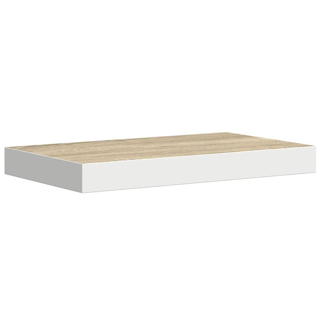 Plutajuća zidna polica boja hrasta i bijela 40x23,5x3,8 cm MDF