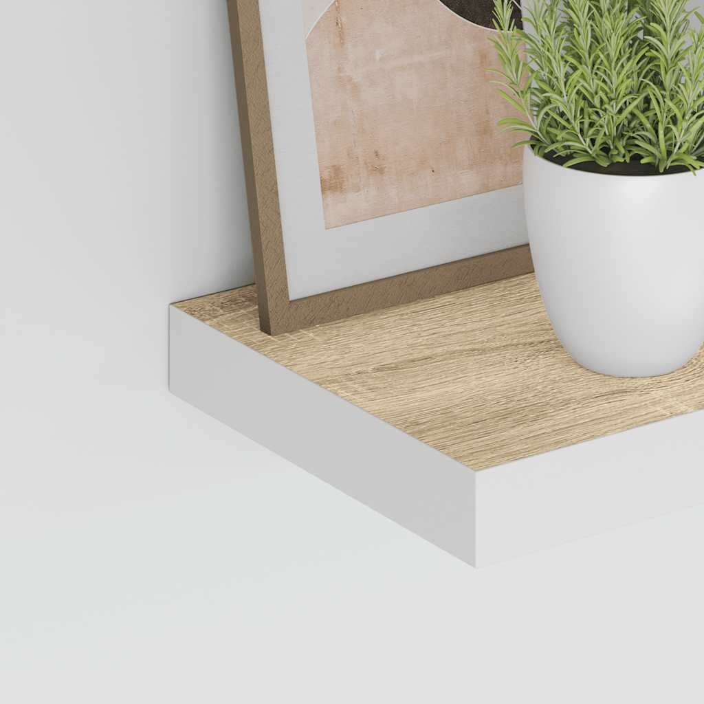 Plutajuća zidna polica boja hrasta i bijela 40x23,5x3,8 cm MDF