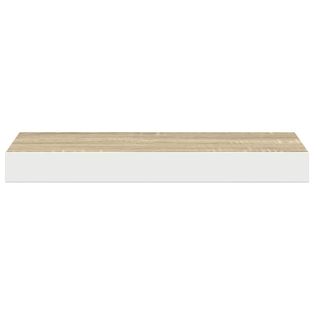 Plutajuće zidne police 2 kom hrast i bijele 40x23x3,8 cm MDF