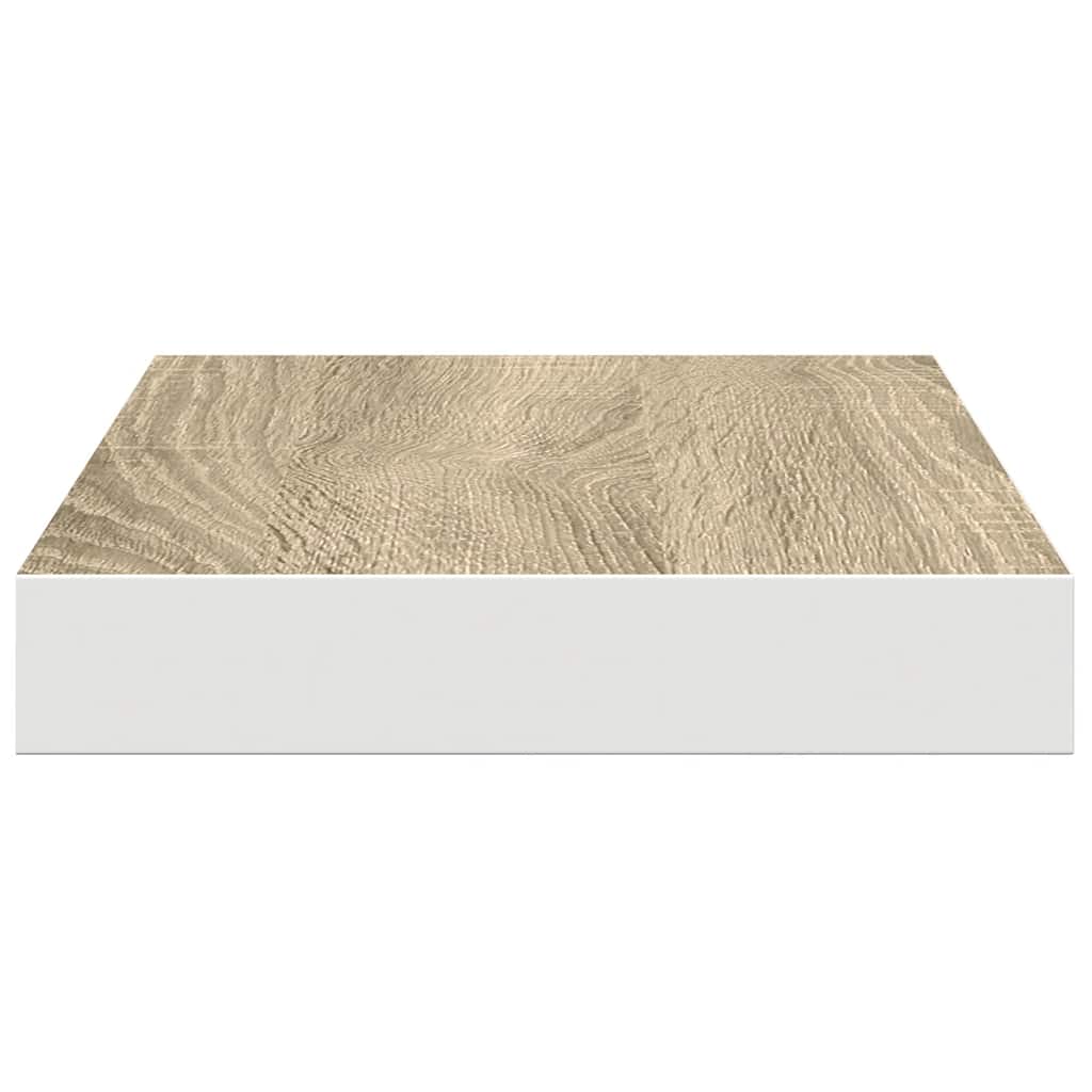 Plutajuće zidne police 2 kom hrast i bijele 40x23x3,8 cm MDF