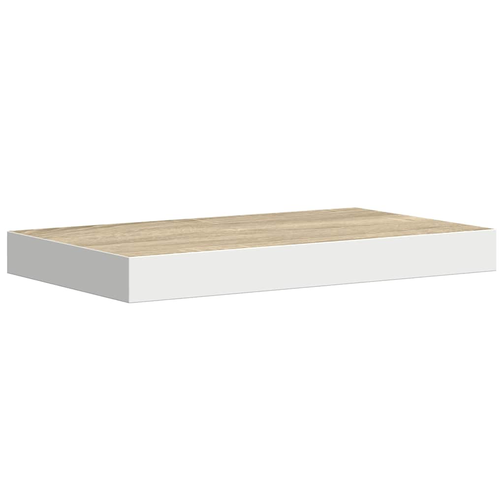 Plutajuće zidne police 2 kom hrast i bijele 50x23x3,8 cm MDF