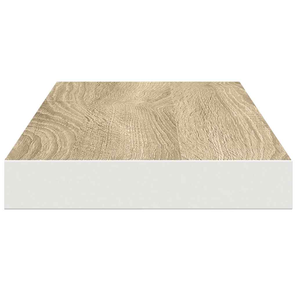 Plutajuća zidna polica boja hrasta i bijela 60x23,5x3,8 cm MDF