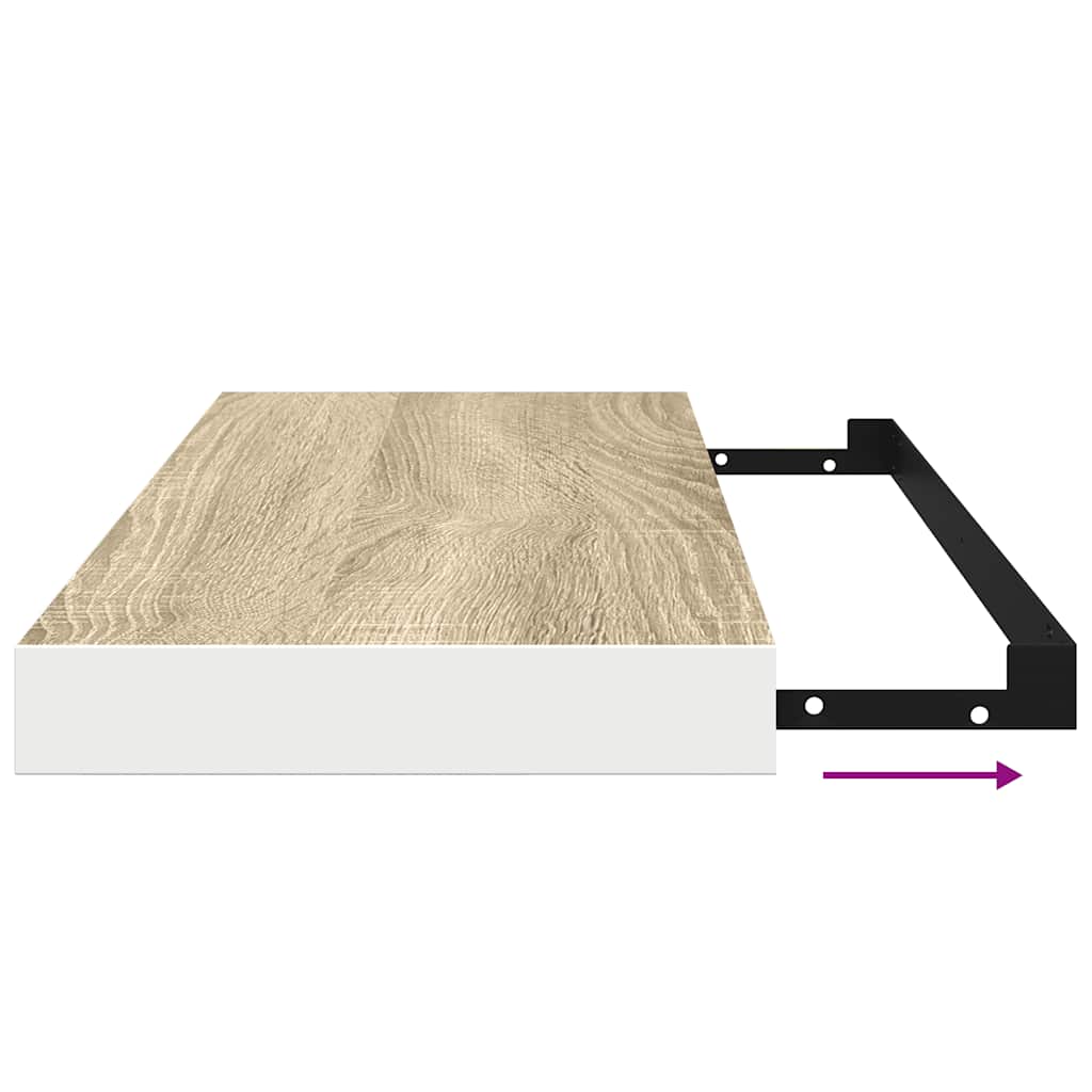 Plutajuća zidna polica boja hrasta i bijela 60x23,5x3,8 cm MDF