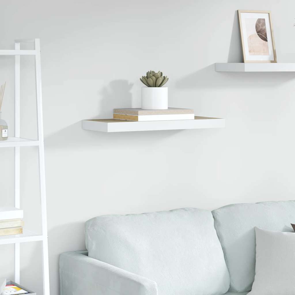 Plutajuća zidna polica boja hrasta i bijela 60x23,5x3,8 cm MDF