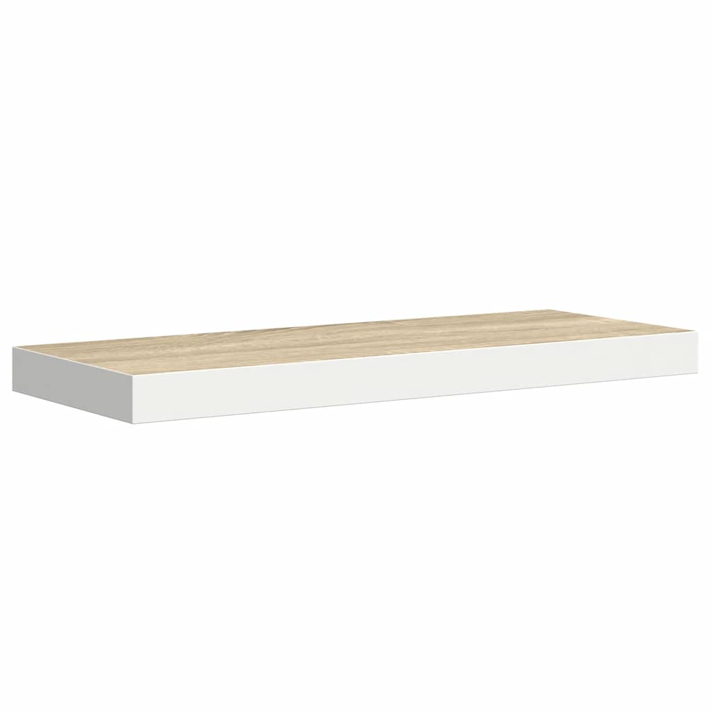 Plutajuće zidne police 2 kom hrast i bijele 60x23,5x3,8 cm MDF