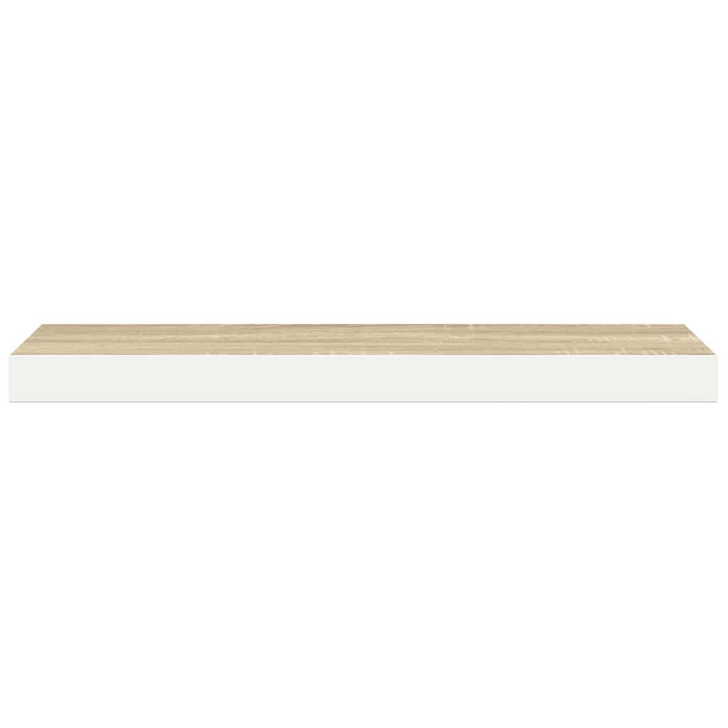Plutajuća zidna polica boja hrasta i bijela 80x23,5x3,8 cm MDF