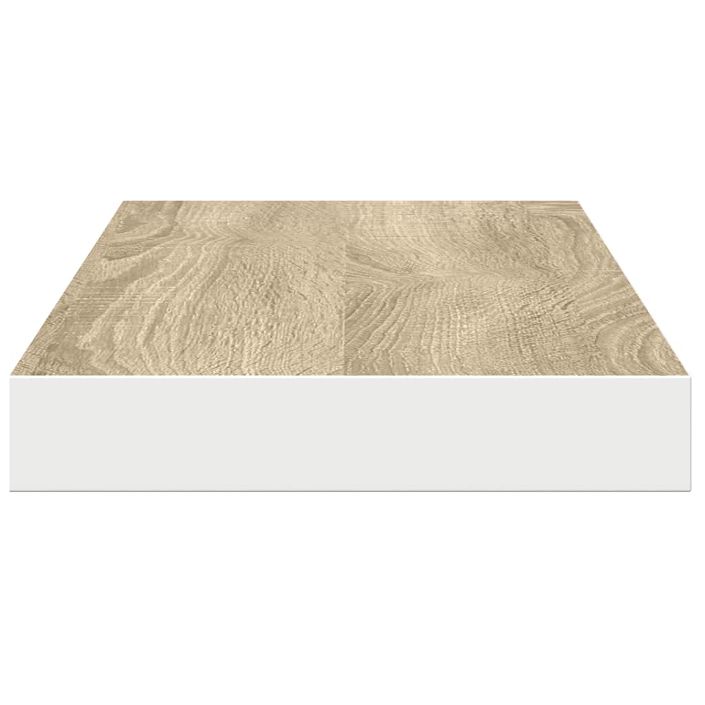 Plutajuće zidne police 4 kom hrast i bijele 80x23,5x3,8 cm MDF