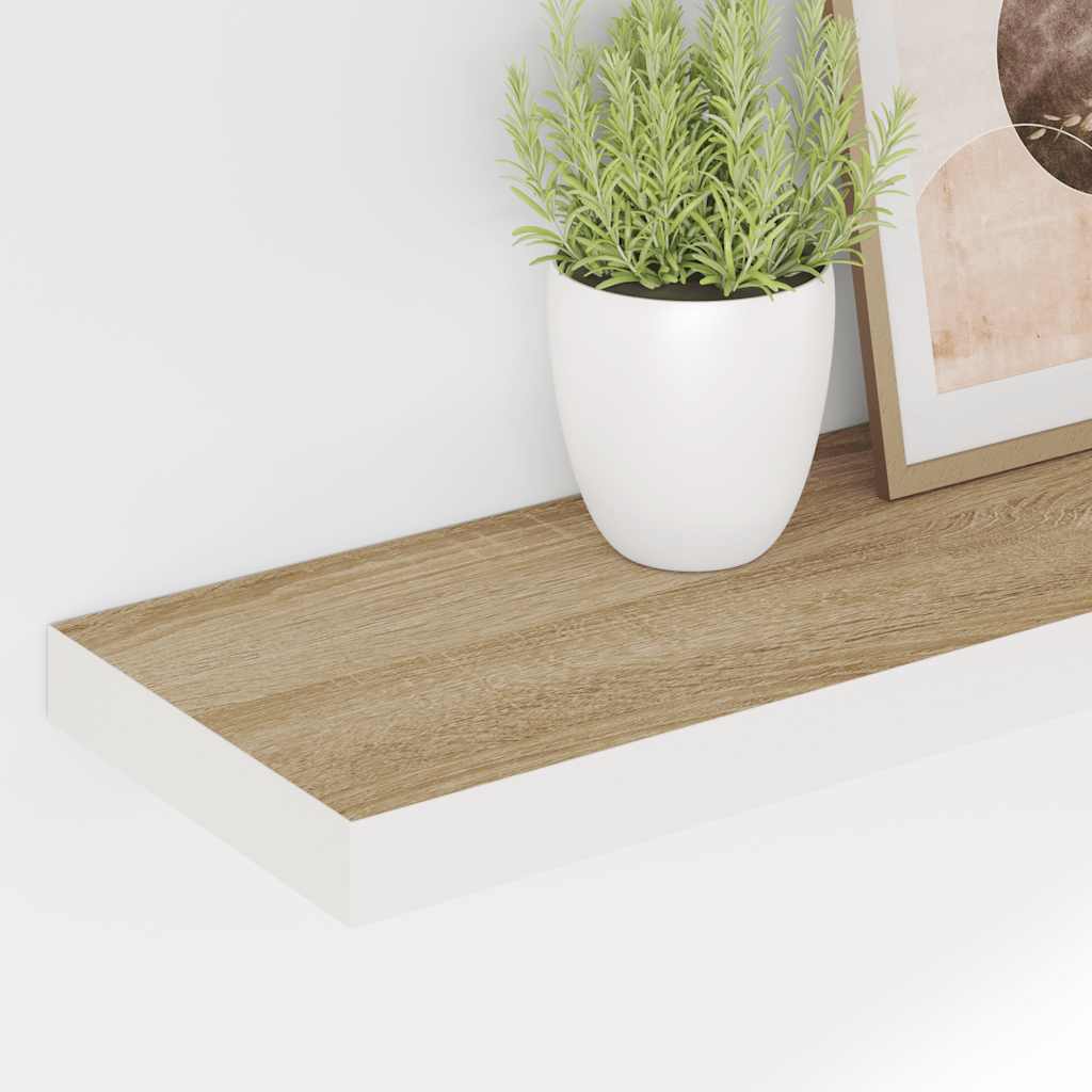 Plutajuće zidne police 4 kom hrast i bijele 90x23,5x3,8 cm MDF