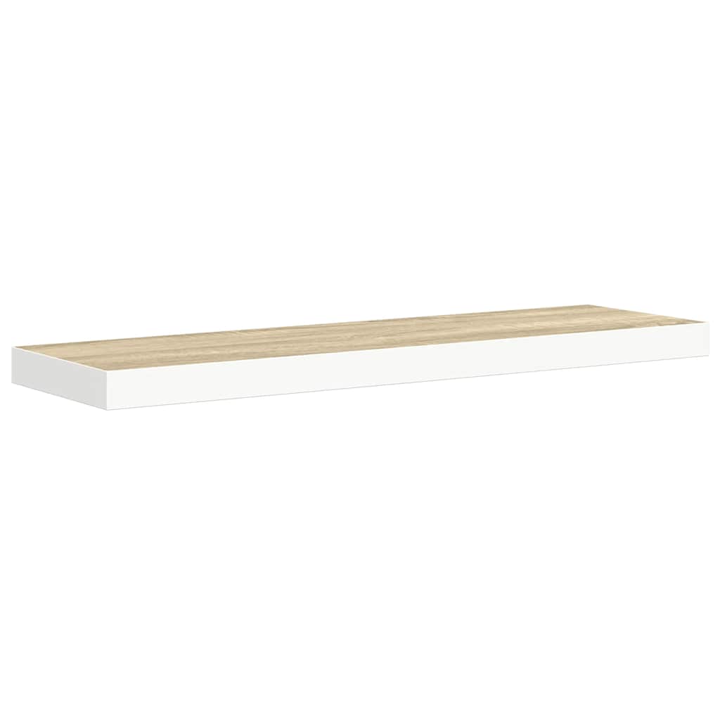 Plutajuće zidne police 4 kom hrast i bijele 90x23,5x3,8 cm MDF