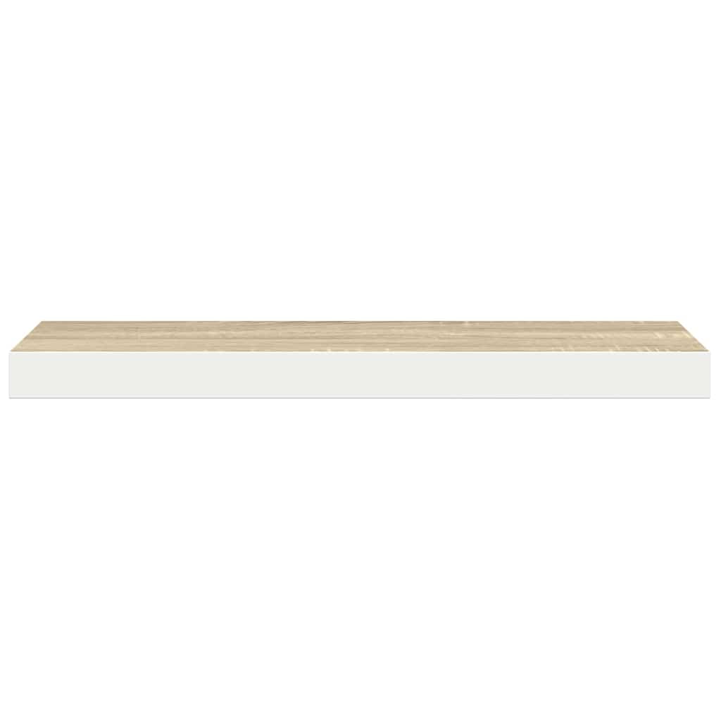 Plutajuća zidna polica boja hrasta i bijela 120x23,5x3,8 cm MDF