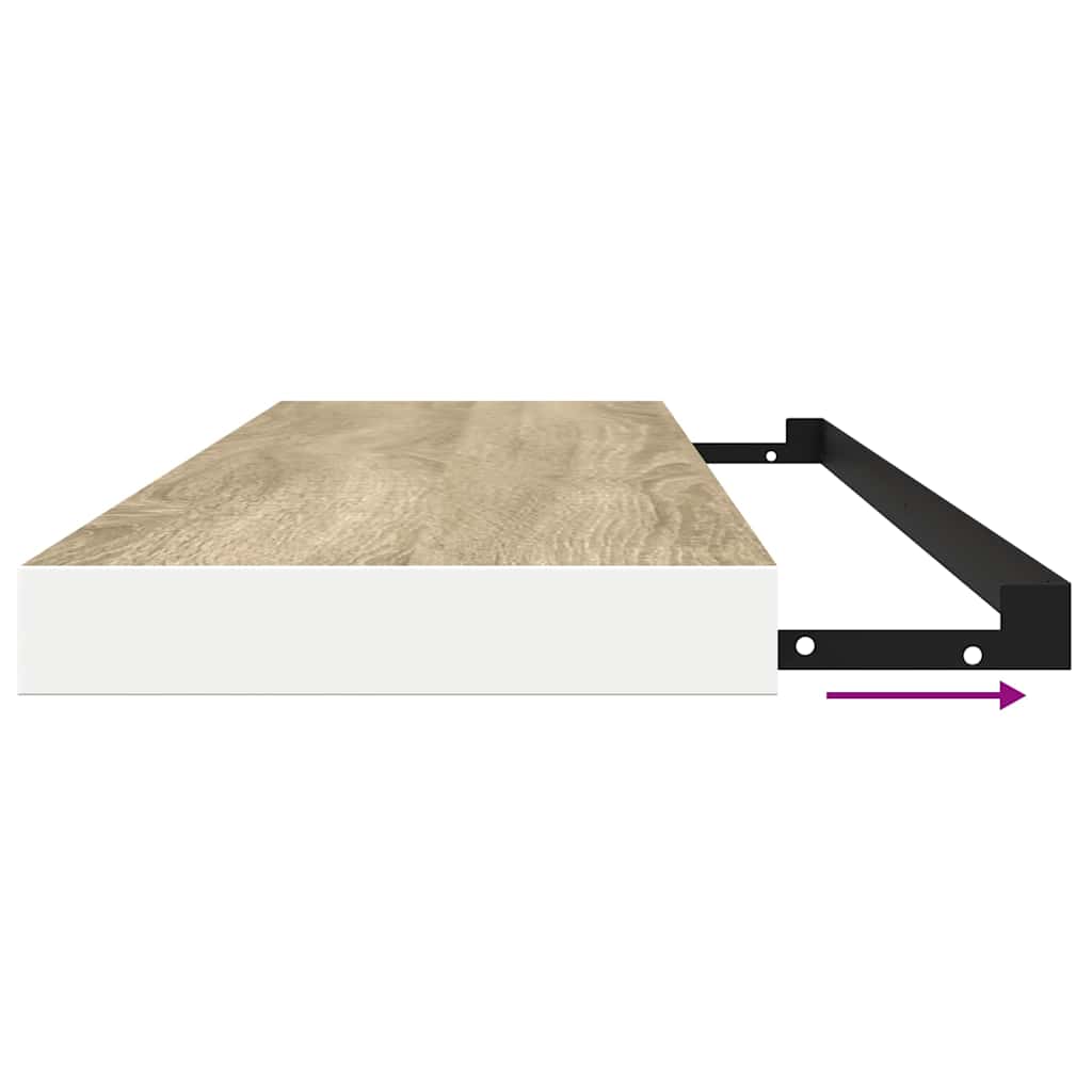 Plutajuća zidna polica boja hrasta i bijela 120x23,5x3,8 cm MDF