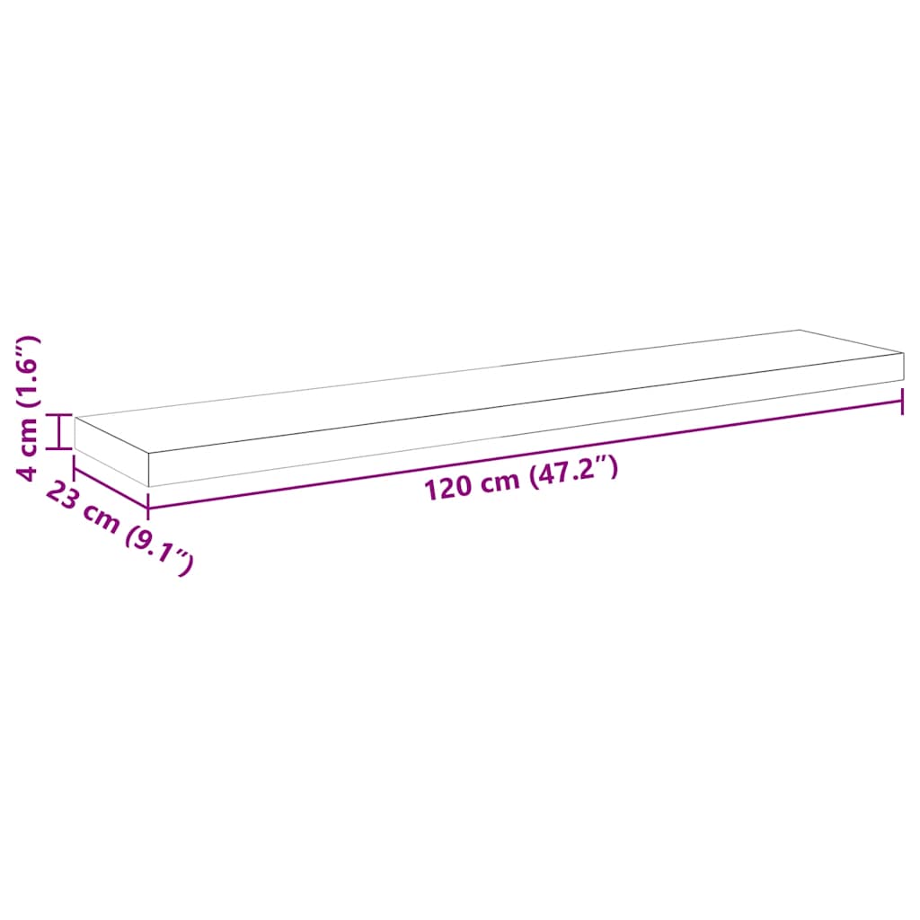 Plutajuće zidne police 4 kom hrast i bijele 120x23,5x3,8 cm MDF