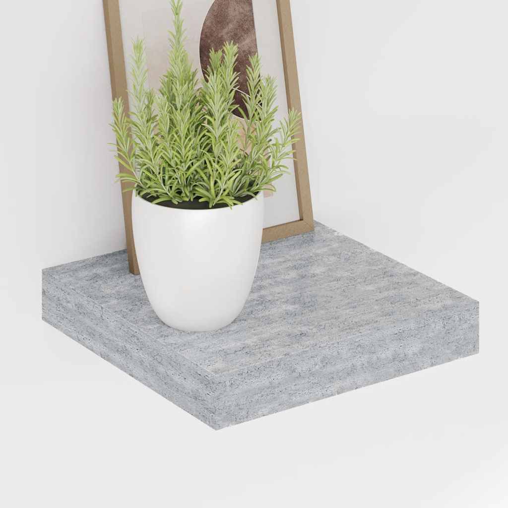 Plutajuća zidna polica siva boja betona 23 x 23,5 x 3,8 cm MDF