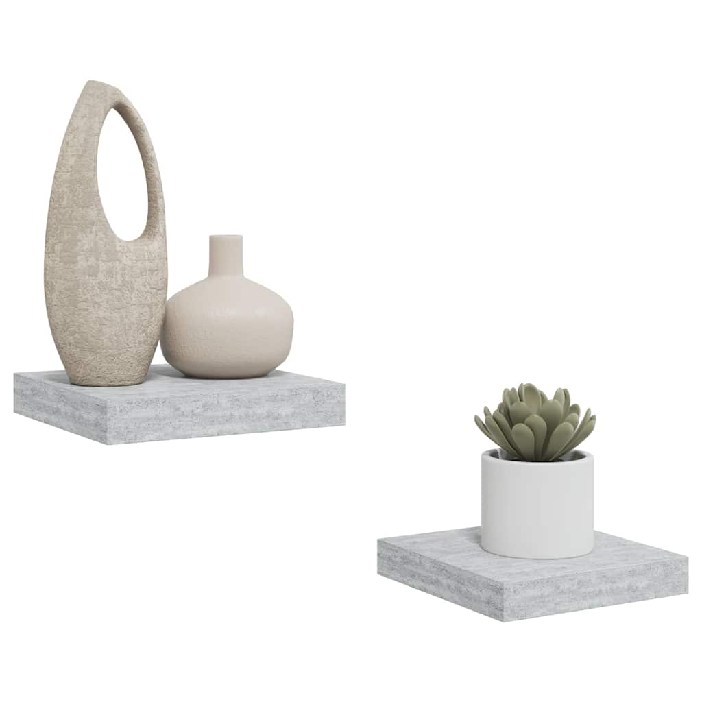 Plutajuće zidne police 2 kom boja betona 23 x 23,5 x 3,8 cm MDF