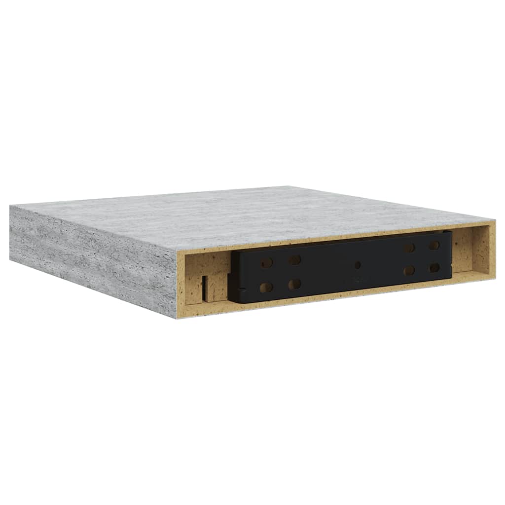 Plutajuće zidne police 2 kom boja betona 23 x 23,5 x 3,8 cm MDF