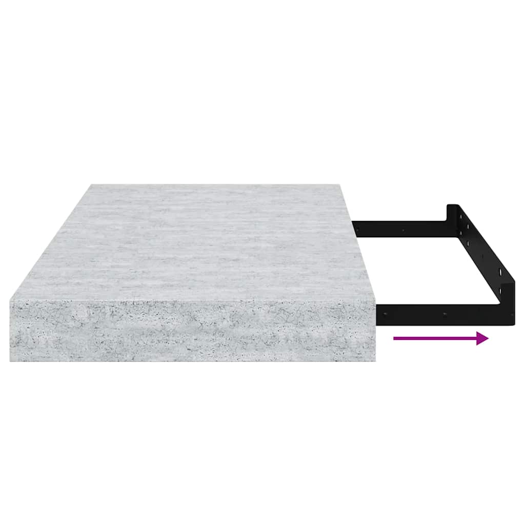 Plutajuća zidna polica siva boja betona 40 x 23 x 3,8 cm MDF